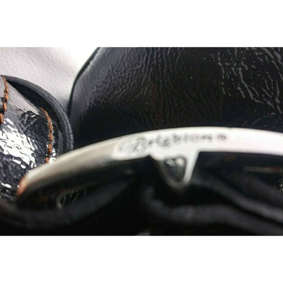 Brighton Patent Leather Crossbody Bag Flap over Purse Sunflower Details - Picture 6 of 7